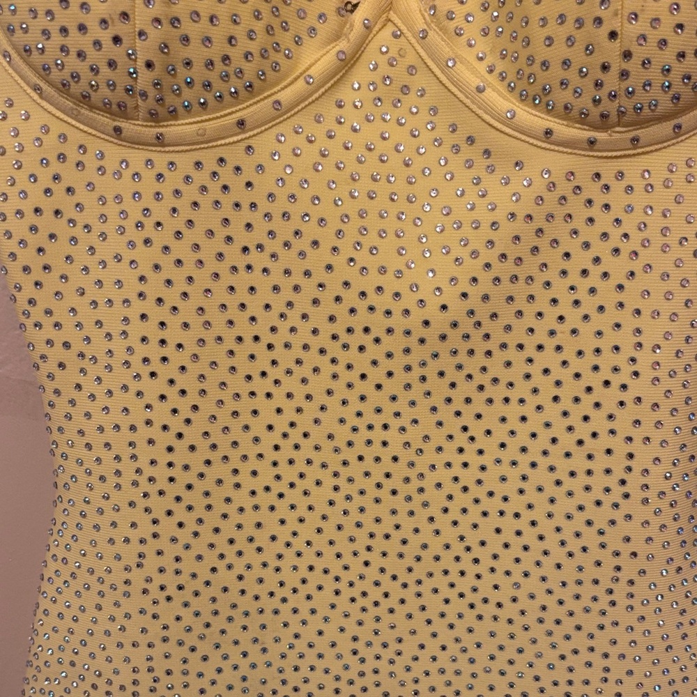 Fashion Nova Yellow Embellished Mini Dress - Picture 3 of 5
